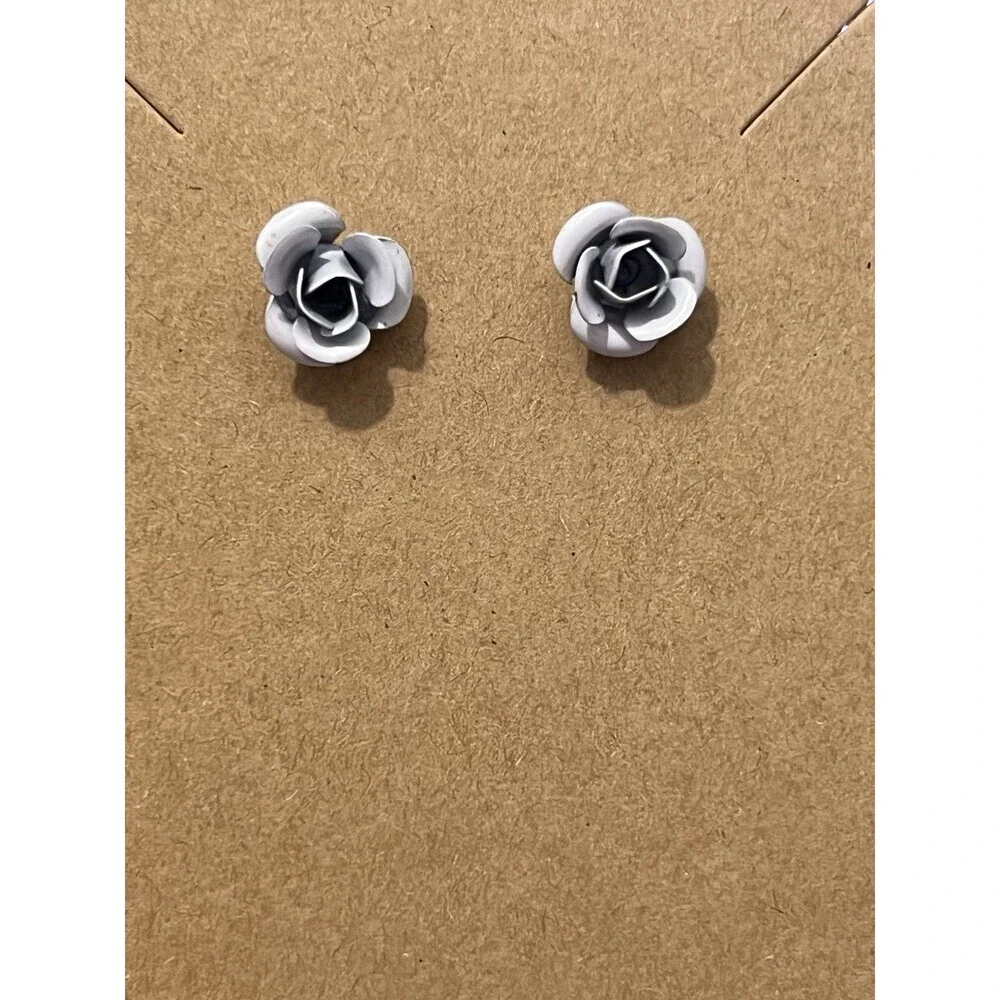 Rose Stud Earrings Metal Purple Lilac Lavender dainty minimal feminine